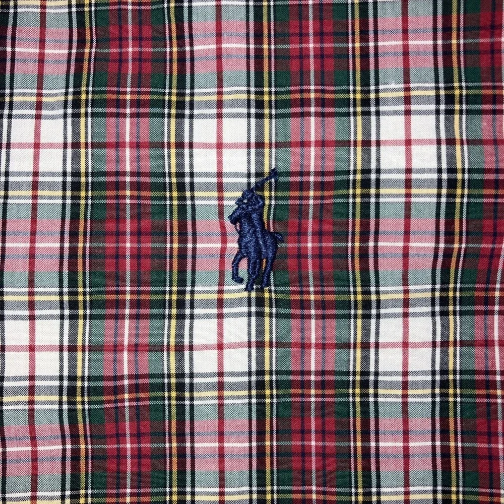Polo Ralph Lauren Shirt Mens Medium M Custom Fit Plaid Button Down Long‎ Sleeve